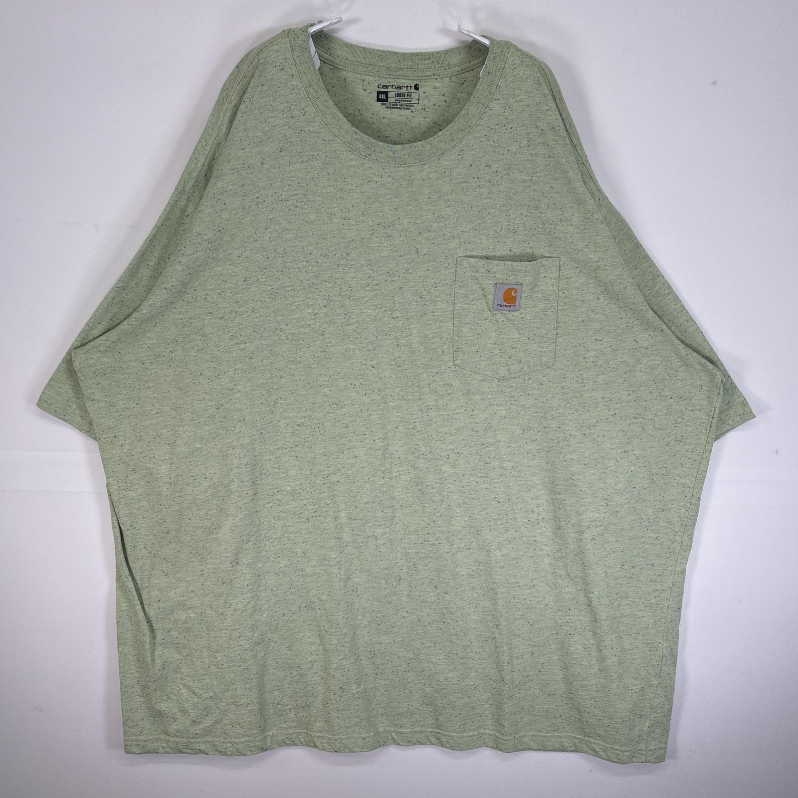 古着 カーハート Carhartt 半袖Tシャツ ワンポイント ロゴ 大きいサイズ クルーネック 4XL  グリーン系 無地 メンズ
