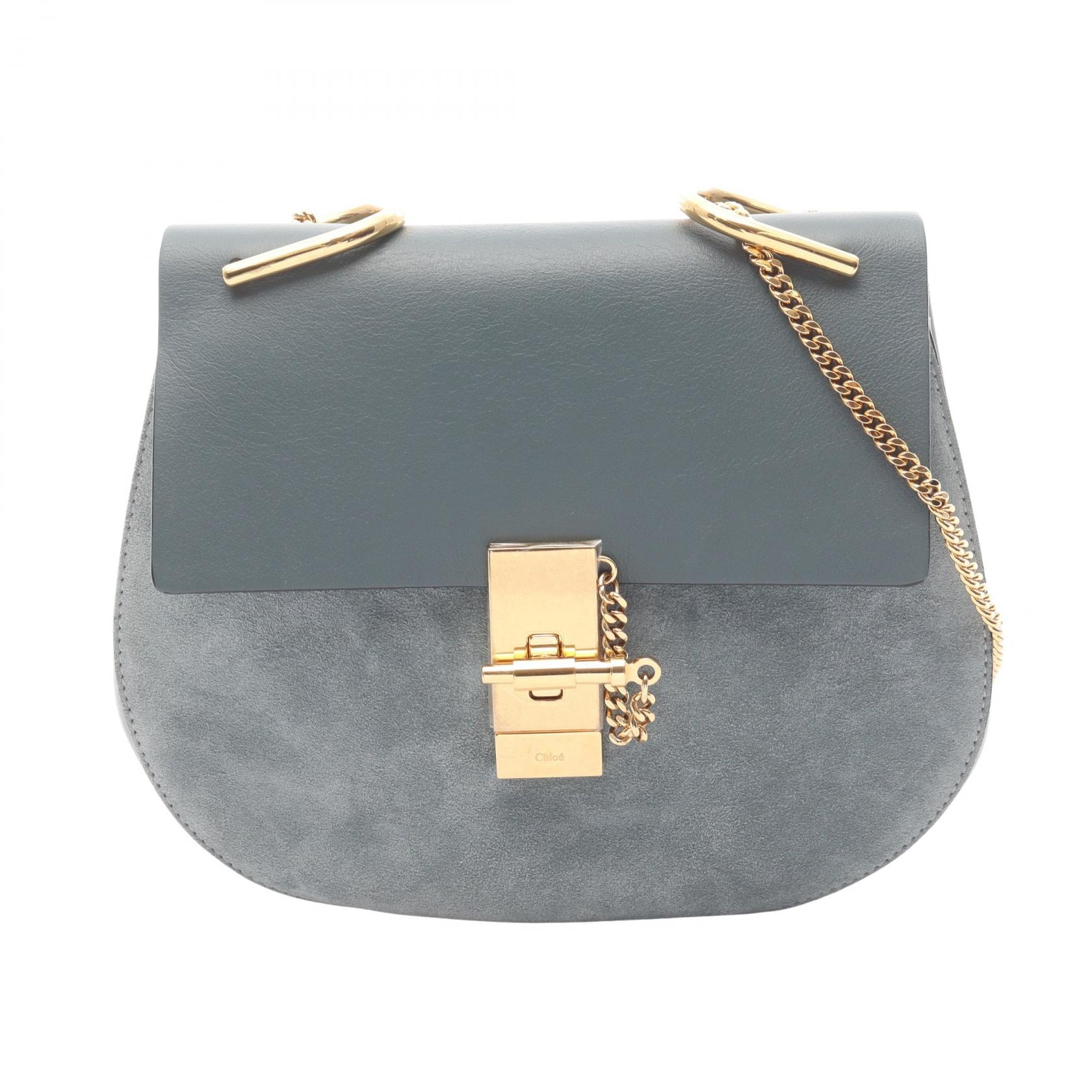 クロエ Chloe Drew ドリュー ショルダーバッグ バッグ レザー スウェード レディース ブルー系 【中古】