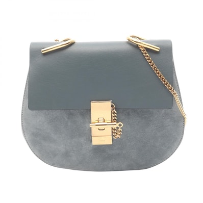クロエ Chloe Drew ドリュー ショルダーバッグ バッグ レザー スウェード レディース ブルー系 【中古】