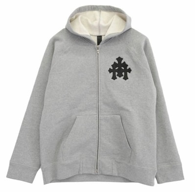 Chrome Hearts Y Not Cross Patch Zip Up Hoodie "Gray"