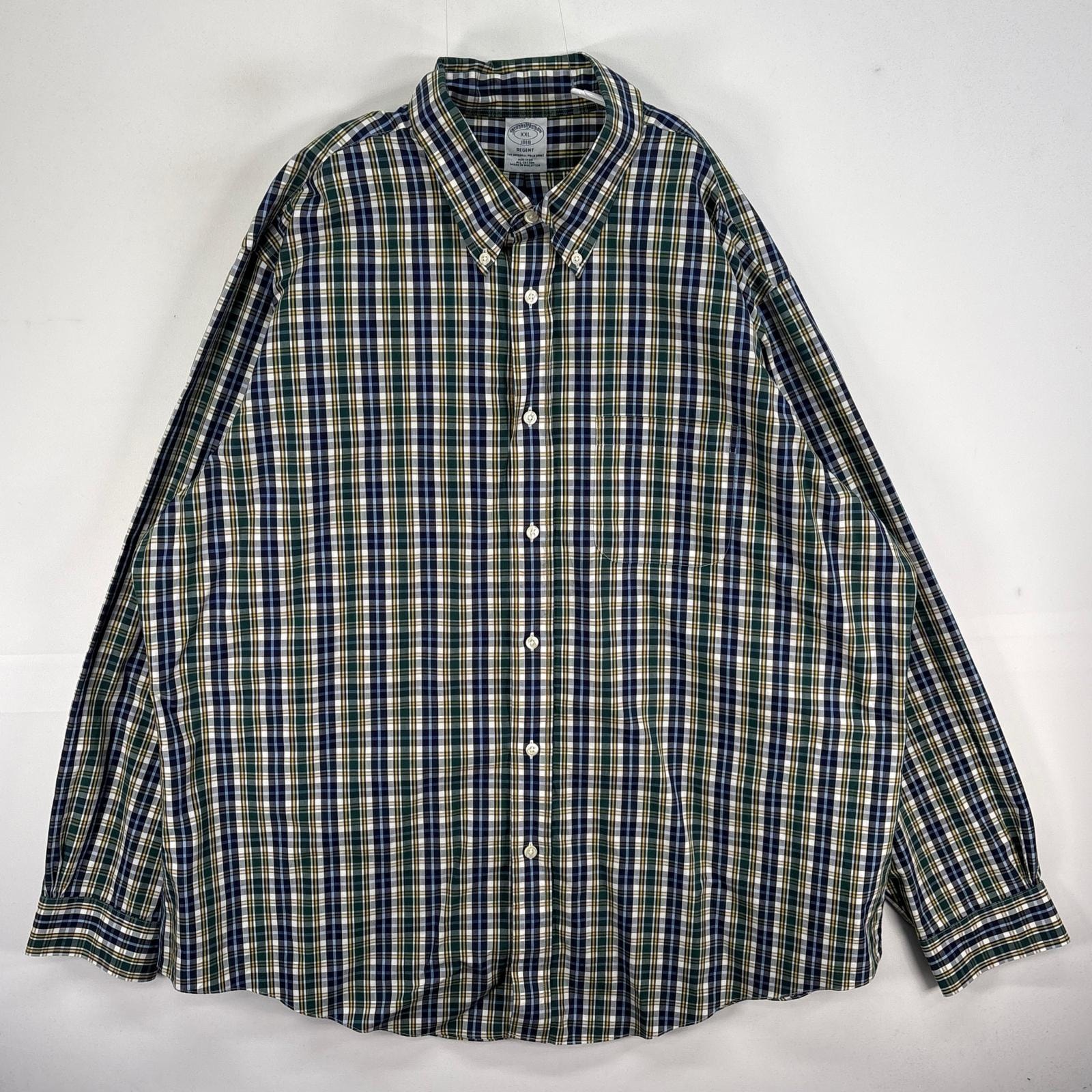 古着 ブルックスブラザーズ Brooks Brothers 長袖シャツ チェック REGENT ボタンダウン 2XL  ネイビー系 マルチカラー メンズ