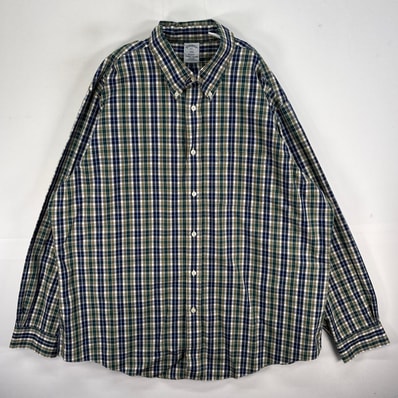 古着 ブルックスブラザーズ Brooks Brothers 長袖シャツ チェック REGENT ボタンダウン 2XL ネイビー系 マルチカラー メンズ