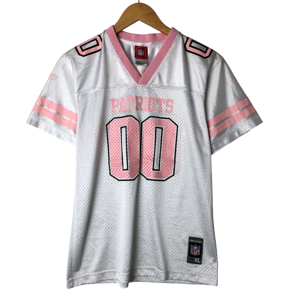 古着 リーボック Reebok NFL NEW ENGLAND PATRIOTS ニューイングランドペイトリオッツ Vネック メッシュ ゲームシャツ レディースM相当 半袖/eaa565086