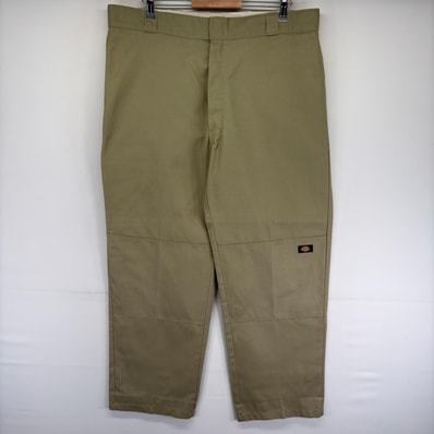 古着 ディッキーズ Dickies パンツ ダブルニー ワンポイントロゴ ツールポケット ジッパーフライ w40 L34 ベージュ系 メンズ