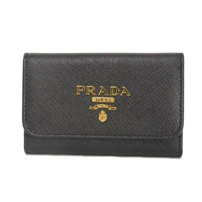 PRADA プラダ サフィアーノ 4連 キーホルダー 現行 ハイビスカス イビスコ ピンク ブラック ホワイト ゴールド スナップボタン RFID ICチップ ロゴメタル ネロ キーケース 1PG004 ZLP F061H