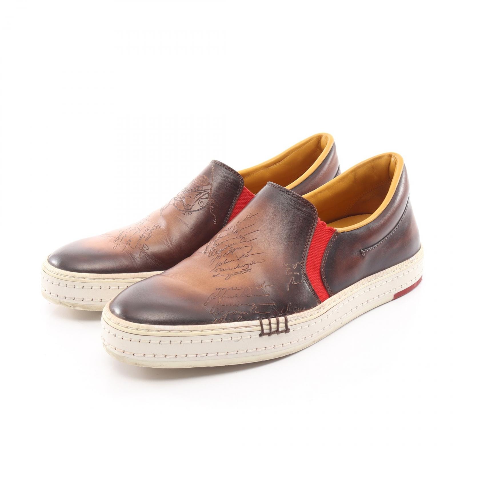 ベルルッティ Berluti スクリットパレルモ スリッポン スニーカー 靴 レザー メンズ ブラウン系 【中古】