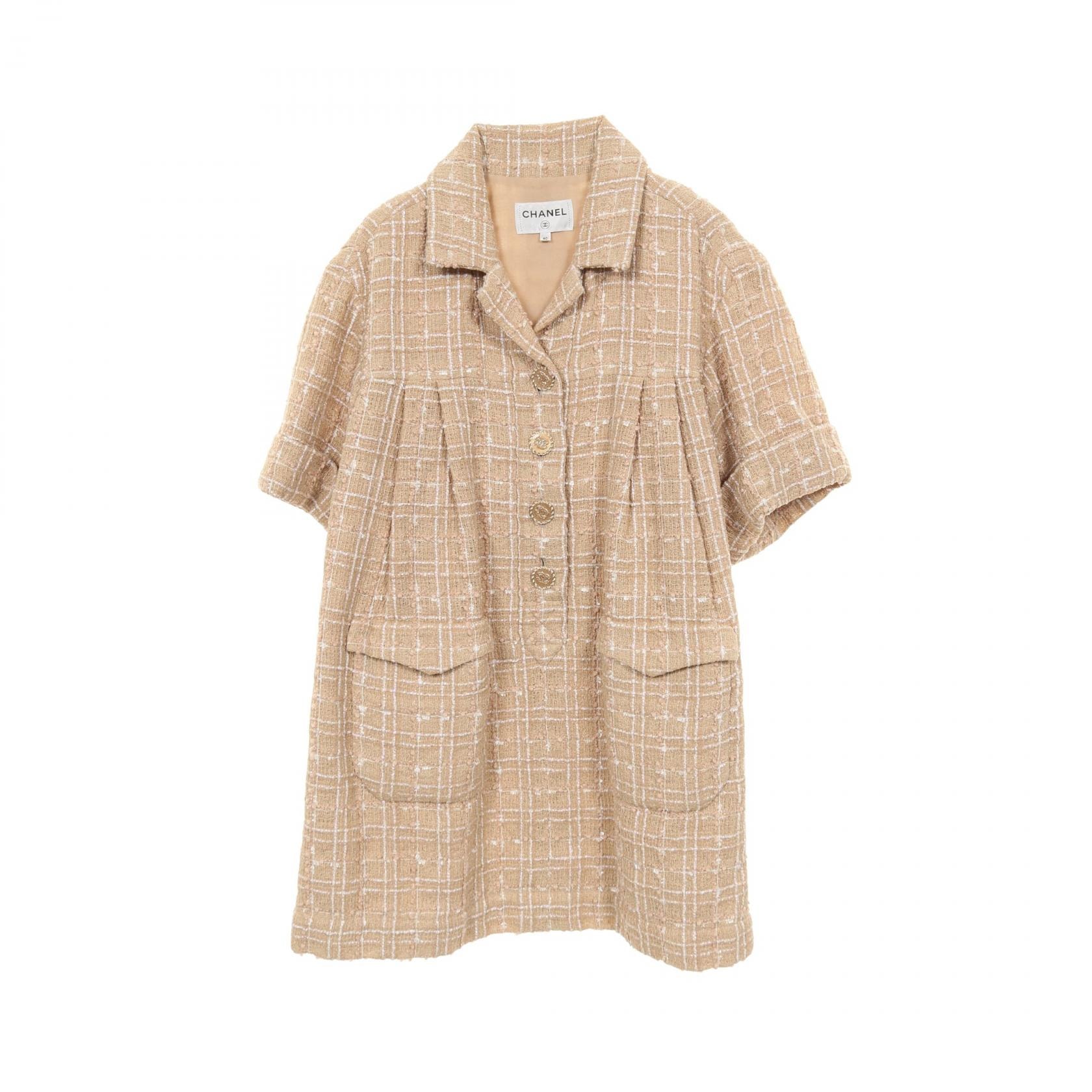 シャネル CHANEL ココマークボタン ワンピース 衣料品 トップス ナイロン レディース ベージュ系 【中古】