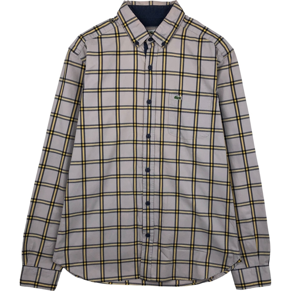 古着 ラコステ LACOSTE SLIM FIT 長袖 ボタンダウンチェックシャツ メンズM相当/eaa614085