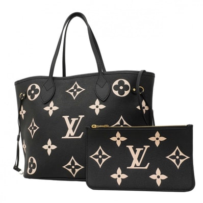 【6dc3595】ルイヴィトン トートバッグ モノグラム・アンプラント バイカラー ネヴァーフルMM M58907 ブラック ベージュ【中古】レディース