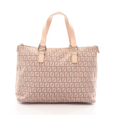フェンディ FENDI ズッキーノ トートバッグ バッグ キャンバス レザー レディース ピンク系 8BH138 【中古】