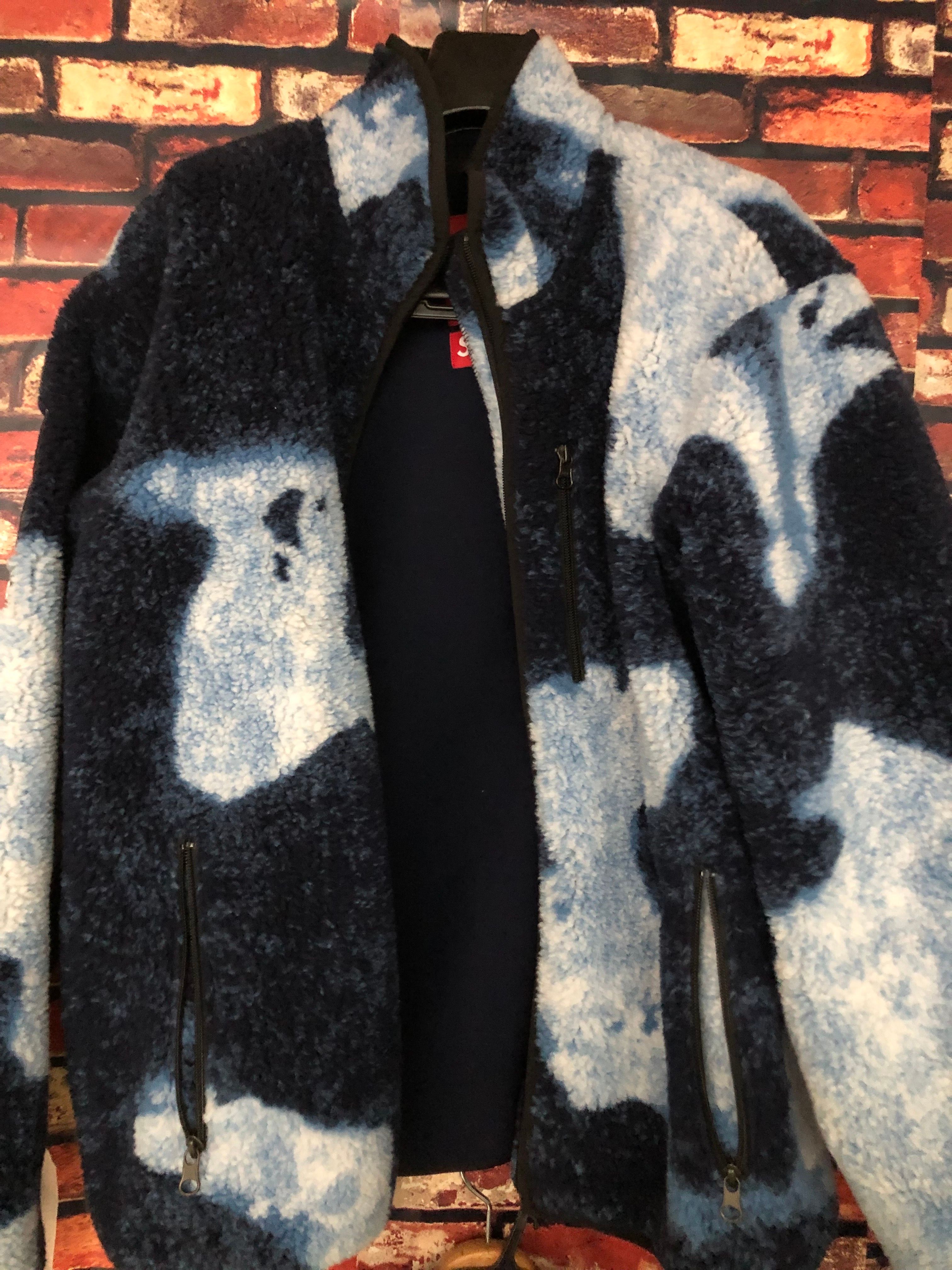 Supreme x The North Face Bleached Denim Print Fleece Jacket "Indigo"