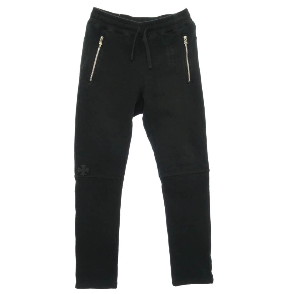 CHROME HEARTS クロムハーツ(原本無) Y NOT CHプラス レザーパッチ付き スウェット パンツ ブラック系 S【中古】