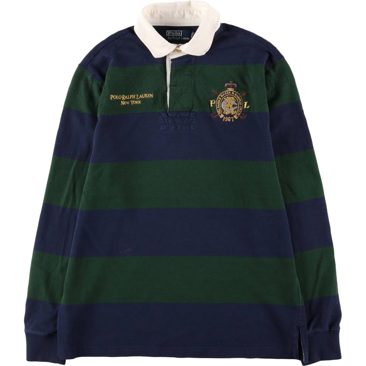 古着 ラルフローレン Ralph Lauren CUSTOM FIT 長袖 ボーダー ポロシャツ メンズM相当/eaa575156