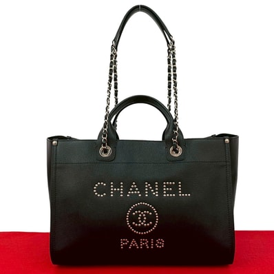 CHANEL シャネル ドーヴィル 2way レザー トートバッグ ブラック
30077
