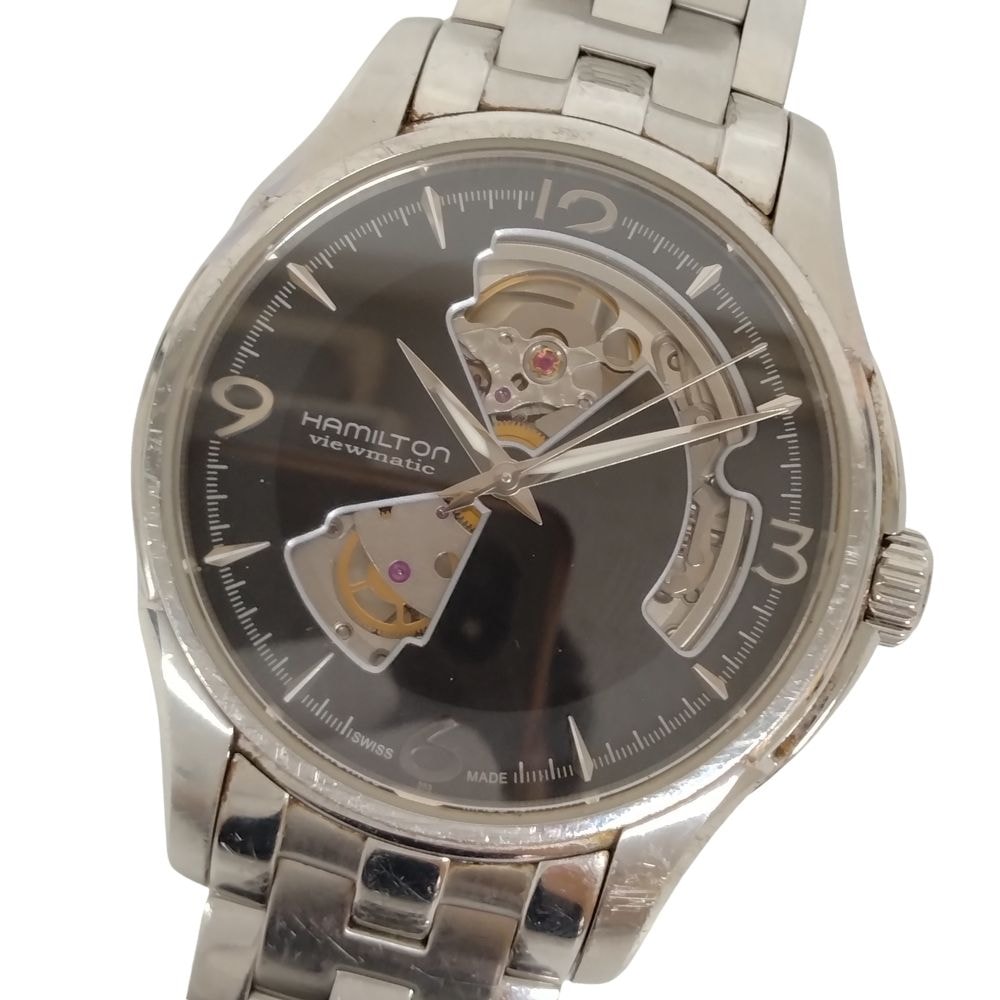 HAMILTON ハミルトン H325650 ジャズマスター OPEN HEART AUTO 自動巻き メンズ 腕時計 シルバー×ブラック 正規品 / C762
