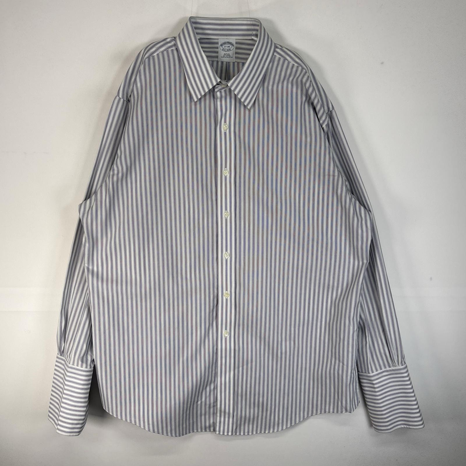 古着 ブルックスブラザーズ Brooks Brothers 長袖シャツ ストライプ カラーステイ SLIM FIT XL  パープル系 マルチカラー メンズ