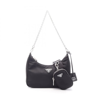 プラダ PRADA Re-Edition 2005 2WAY ショルダーバッグ バッグ ナイロン サフィアーノレザー レディース ブラック系 1BH204 【中古】