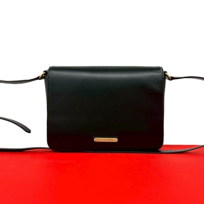 BURBERRY バーバリー ロゴ プレート 金具 レザー ショルダーバッグ ブラック
28239