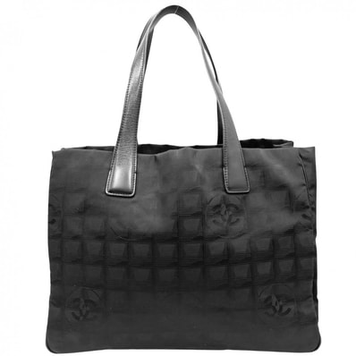 CHANEL シャネル トートバッグ ニュートラベルライン トートMM ハンドバッグ 肩掛け ココマーク ココ 鞄 かばん A15991 レザー ナイロンキャンバス ブラック 黒 シルバー金具 レディース【中古品】