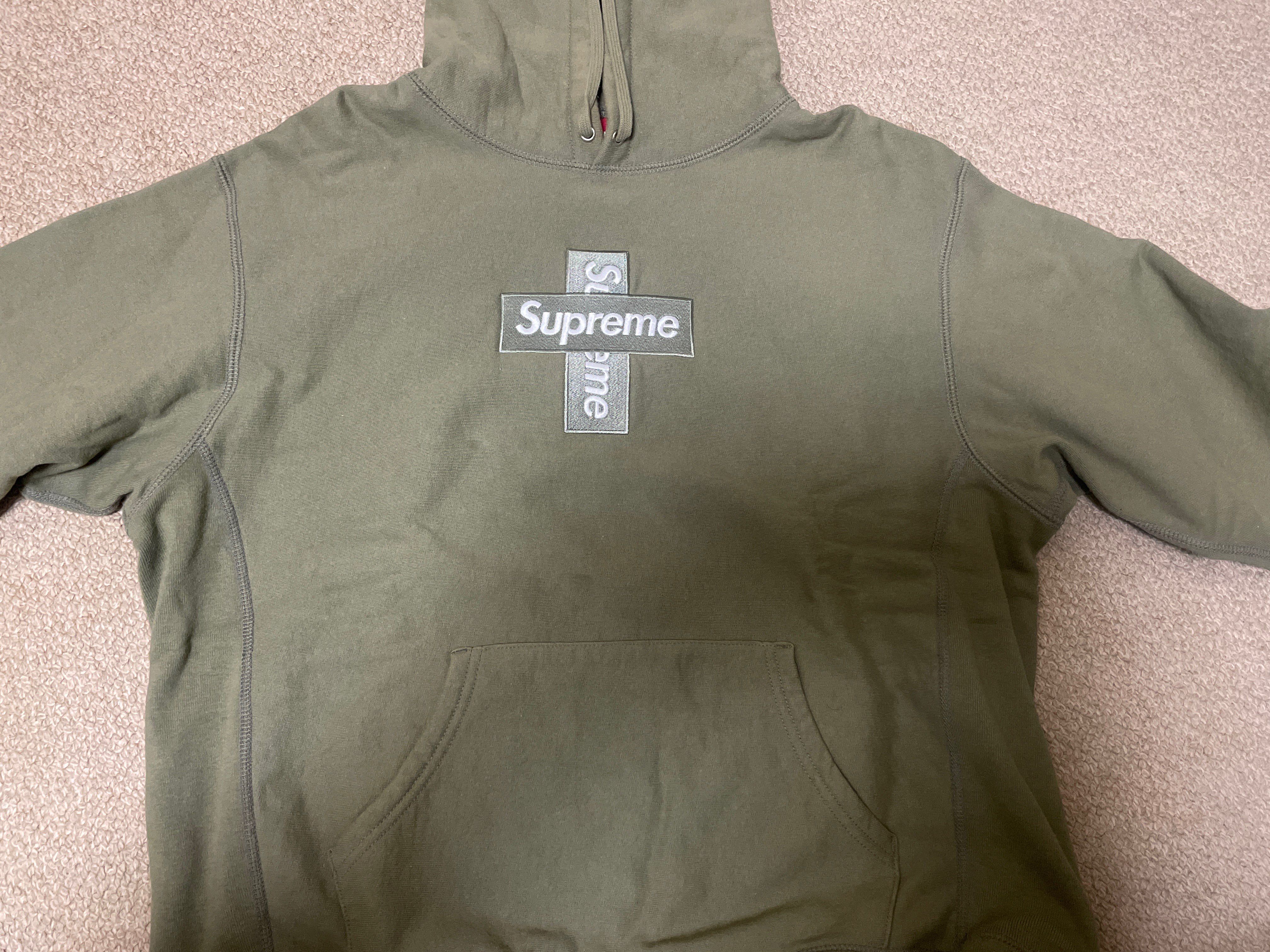 Supreme Cross Box Logo Hooded Sweatshirt "Light Olive"