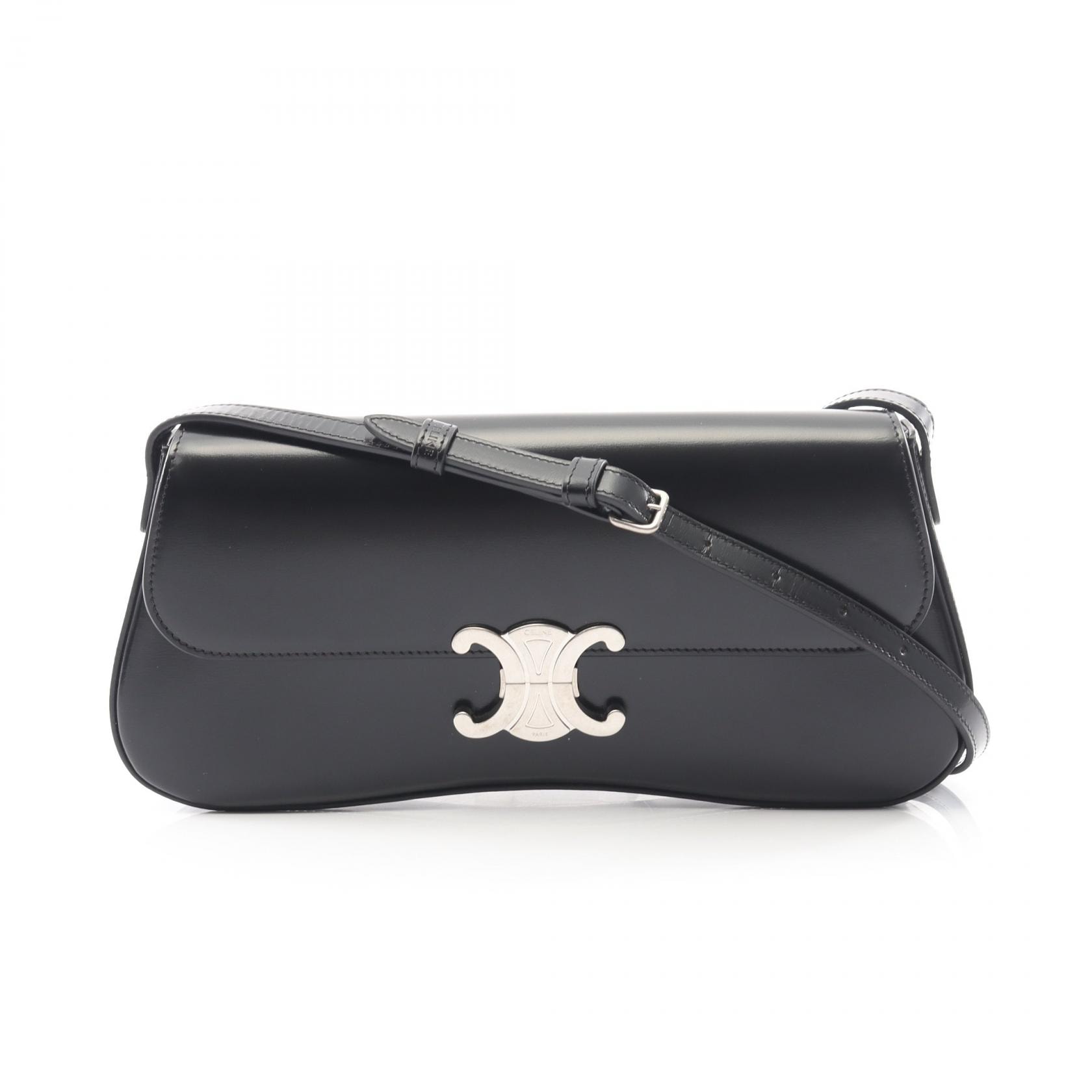 セリーヌ CELINE ミディアム ローラ トリオンフ ショルダーバッグ バッグ レザー レディース ブラック系 115533BF4.38SI 【中古】