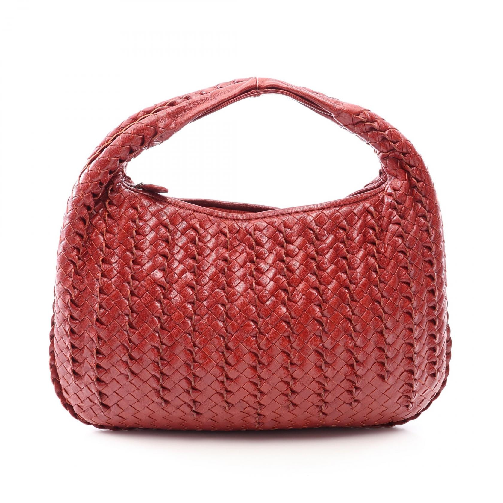 ボッテガヴェネタ BOTTEGA VENETA イントレチャート ハンドバッグ バッグ レザー レディース ボルドー系 【中古】
