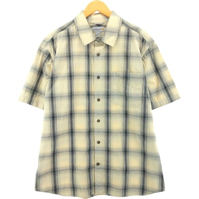 古着 カーハート Carhartt RELAXED FIT オンブレチェック 半袖 ワークシャツ メンズXL相当/eaa542676