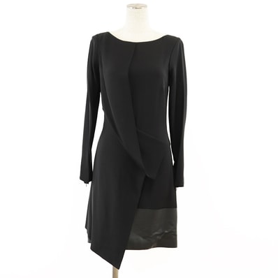 美品 グッチ レザー レース ワンピース レディース ブラック 38 GUCCI