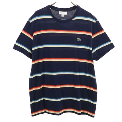 LACOSTE ラコステ ボーダー柄 半袖 Tシャツ 5 ネイビー