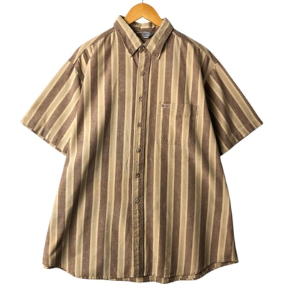 古着 80年代 カーハート Carhartt ストライプ柄 ボタンダウン 半袖 ワークシャツ メンズL相当 ヴィンテージ/eaa567910