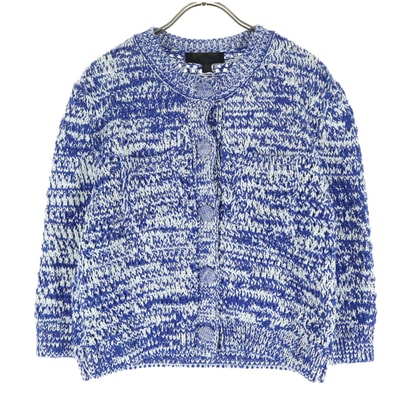 ZARA ザラ 霜降り 7分袖 ノーカラー ニットカーディガン M ブルー