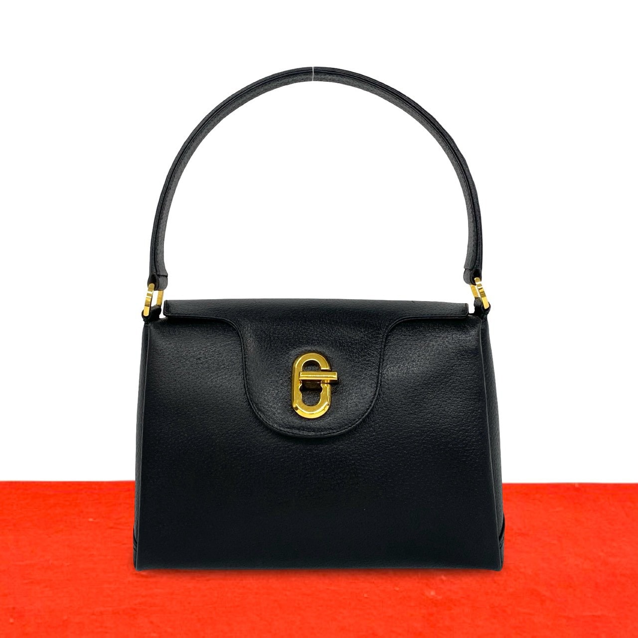 GUCCI グッチ G ロゴ 金具 レザー ハンドバッグ ブラック
 20344