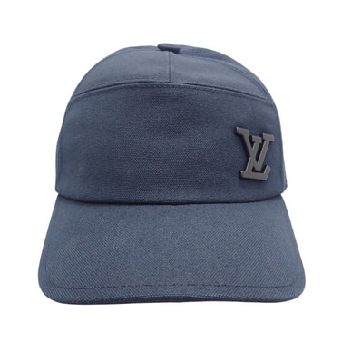 ルイヴィトン LOUIS VUITTON アエログラム M77125 キャップ コットン レザー キュプラ ブラック メンズ【中古】【Aランク】