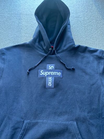 Supreme Cross Box Logo Hooded Sweatshirt "Navy"