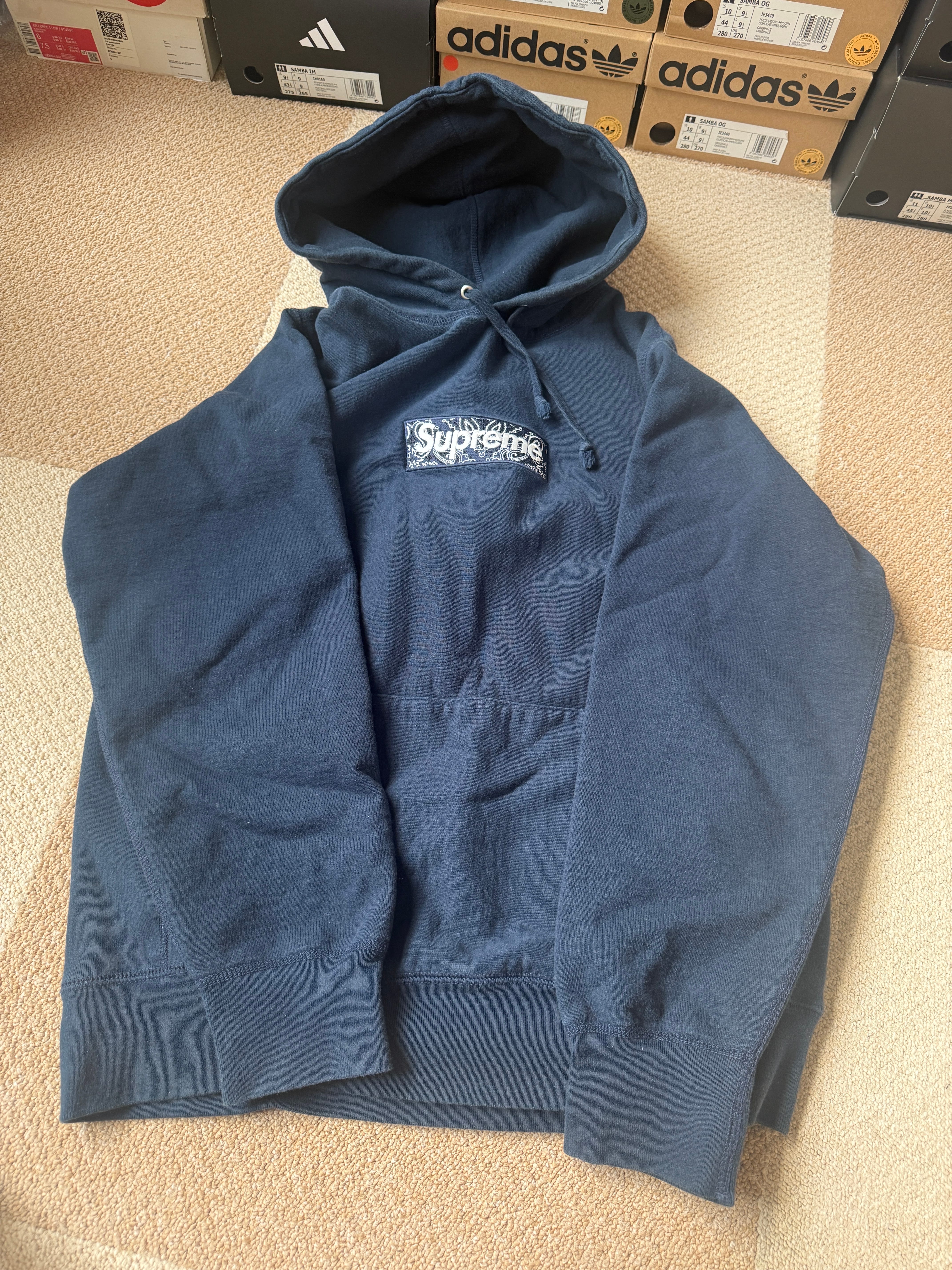 Supreme Bandana Box Logo Hooded Sweatshirt "Navy"
