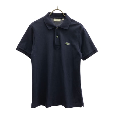 LACOSTE ラコステ 日本製 CLASSIC FIT ロゴワッペン 半袖 ポロシャツ XS ネイビー 鹿の子地