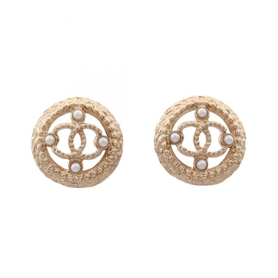 シャネル CHANEL ココマーク サークル ピアス ジュエリー GP(ゴールドメッキ) フェイクパール レディース ゴールド系 / ホワイト系 A99388 【中古】