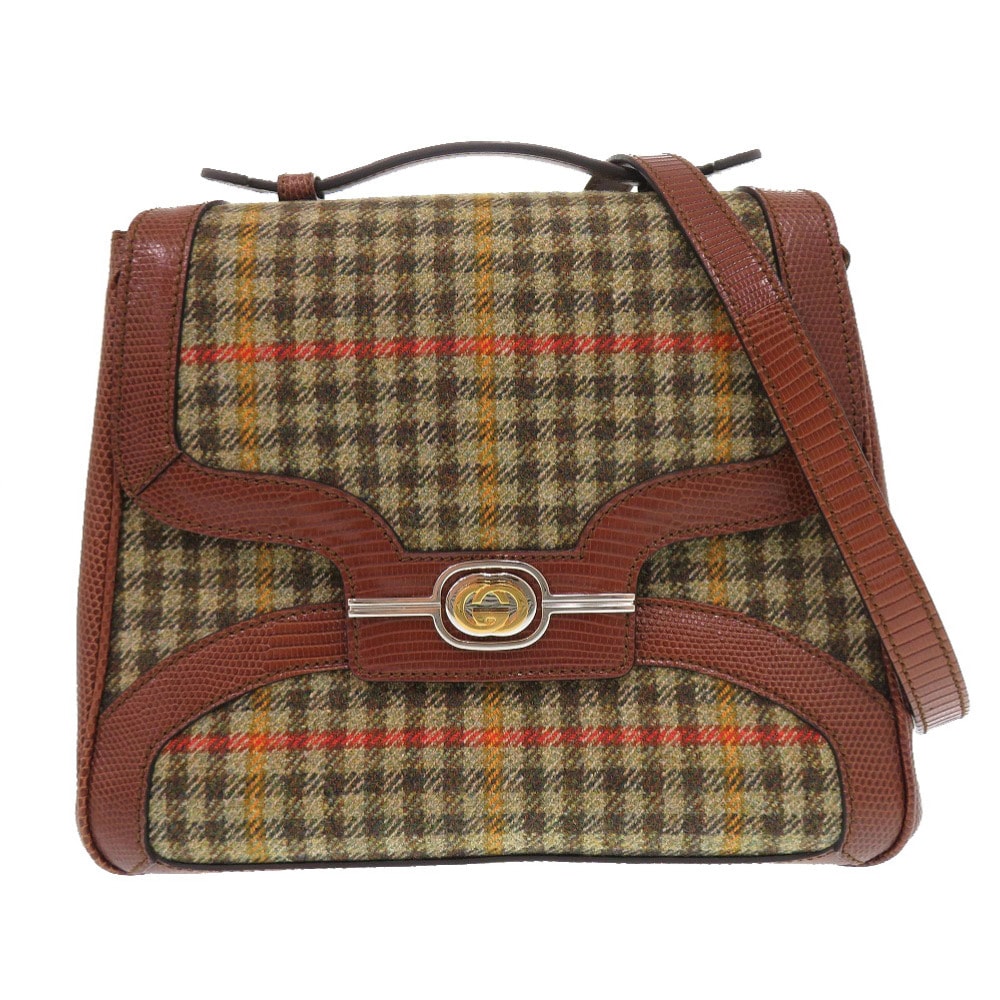 グッチ  インターロッキングG チェック柄 メッセンジャーバッグ