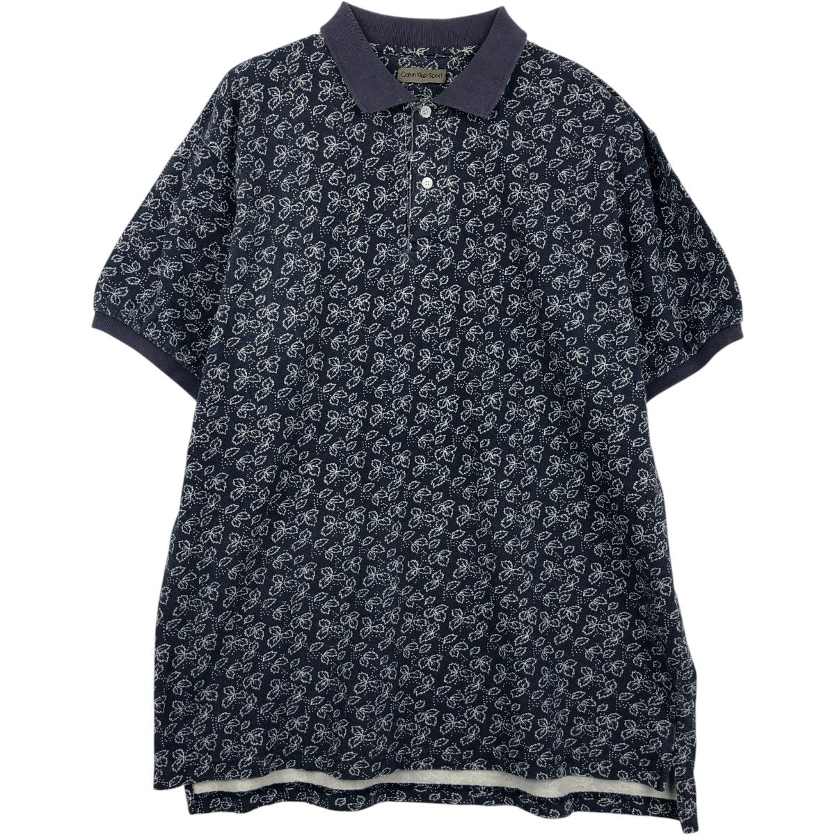 古着 カルバンクライン Calvin klein sport 総柄 リーフ柄 半袖 ポロシャツ メンズL相当/eaa657430