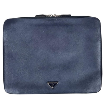 プラダ サフィアーノ セカンドバッグ レザー 2VN001 ネイビー メンズ PRADA 中古