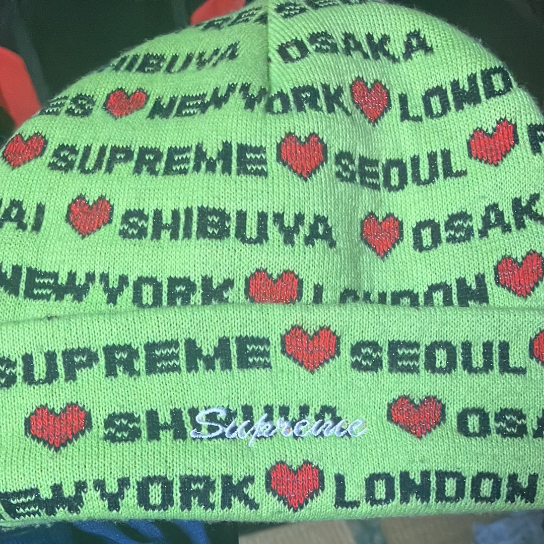 Supreme Hearts Beanie "Lime"