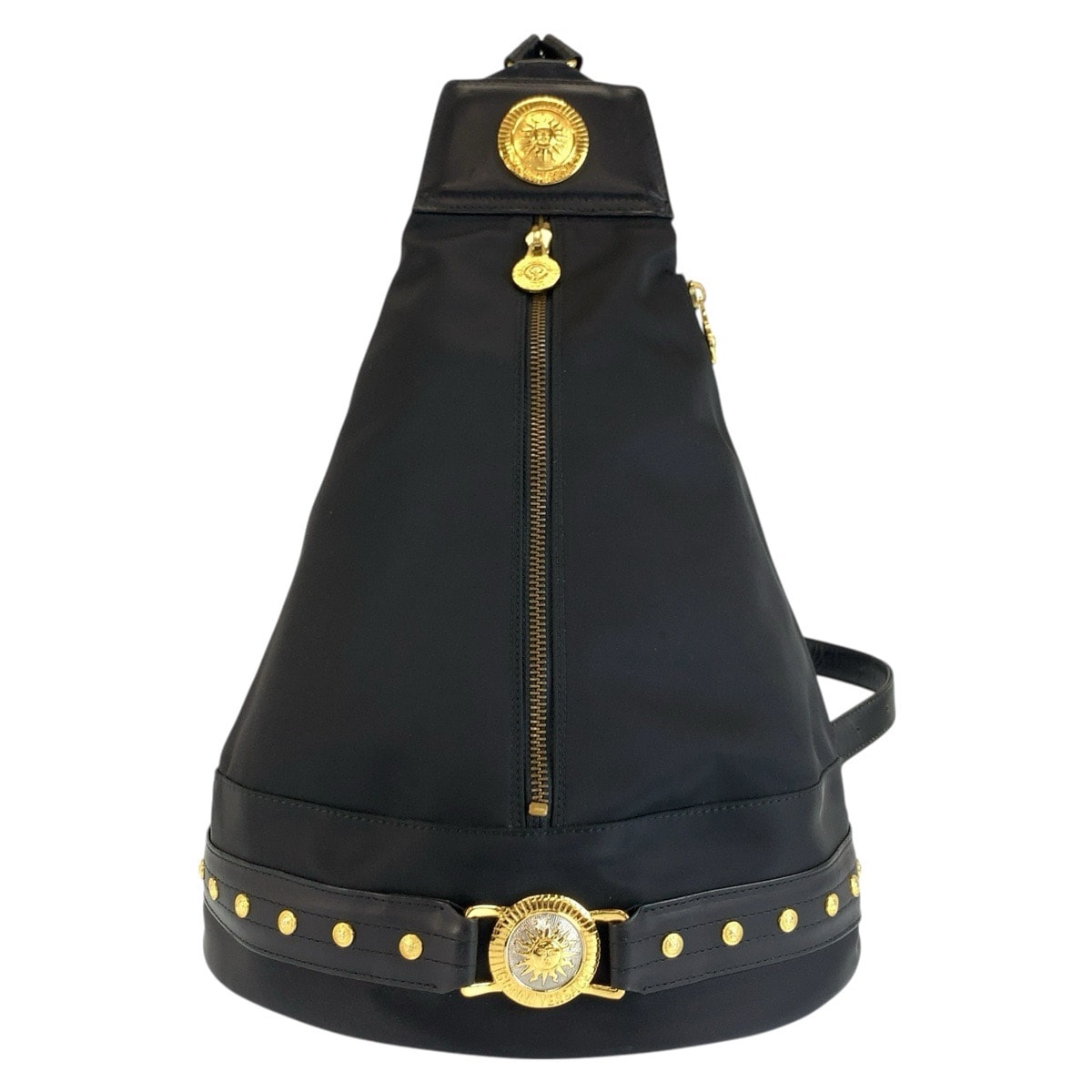 VERSACE ヴェルサーチ サンバースト ブラック 黒 ゴールド金具 ナイロン リュックサック バックパック 604693 【中古】