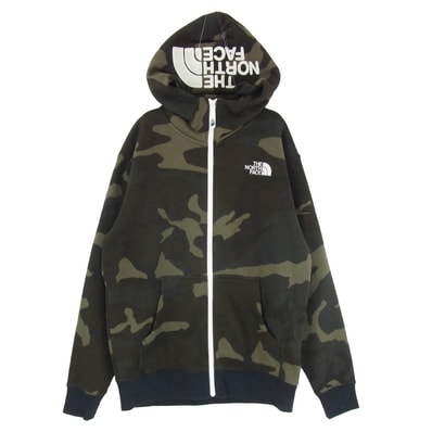 THE NORTH FACE ノースフェイス パーカー NT62131 NOVELTY REVIEW F/Z HOODIE ノベルティ リアビュー フルジップ フーディ パーカー カーキ系 M【中古】