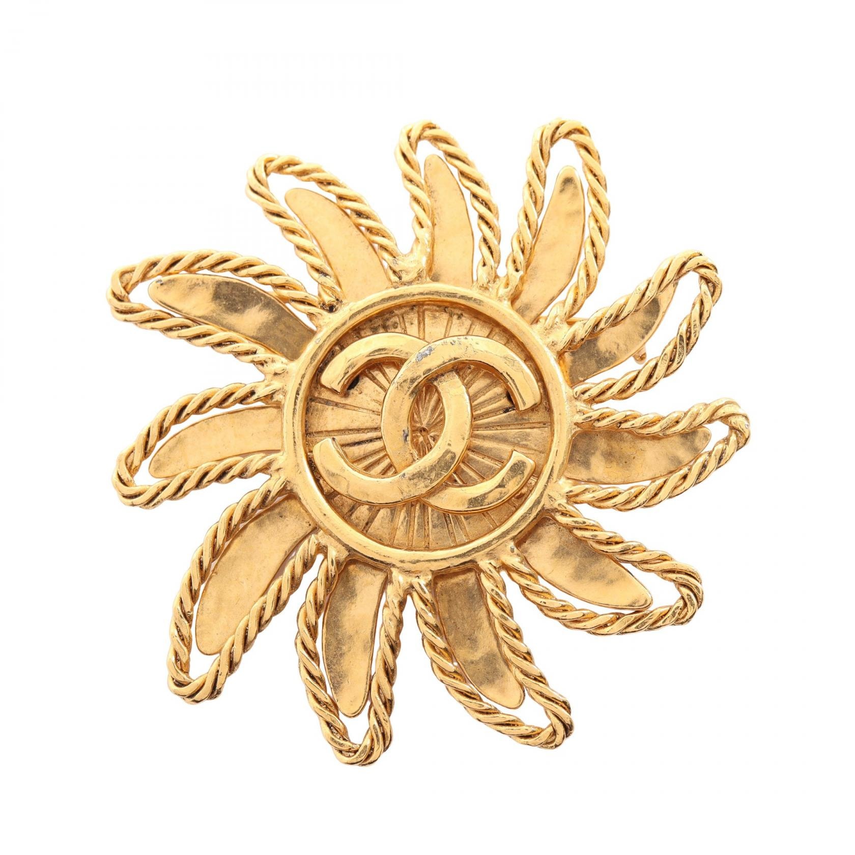 シャネル CHANEL ココマーク フラワー ブローチ アクセサリー GP(ゴールドメッキ) レディース ゴールド系 【中古】
