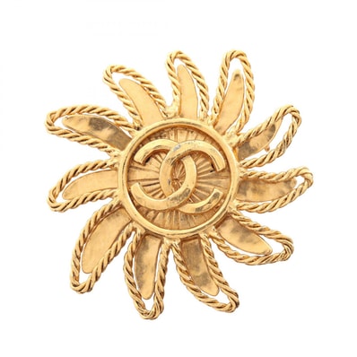 シャネル CHANEL ココマーク フラワー ブローチ アクセサリー GP(ゴールドメッキ) レディース ゴールド系 【中古】