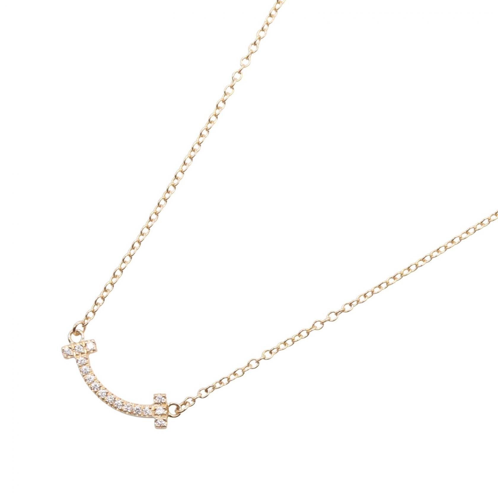 ティファニー TIFFANY&CO Tスマイル ミニ ダイヤ ネックレス ネックレス ジュエリー K18PG(ピンクゴールド) ダイヤモンド レディース ゴールド系 / クリア系 【中古】