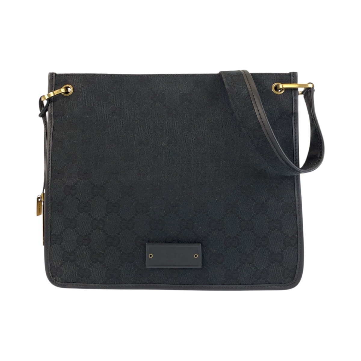 美品 GUCCI グッチ ブラック 黒 ゴールド金具 GGキャンバス レザー/ ショルダーバッグ ポシェット 502555 【中古】