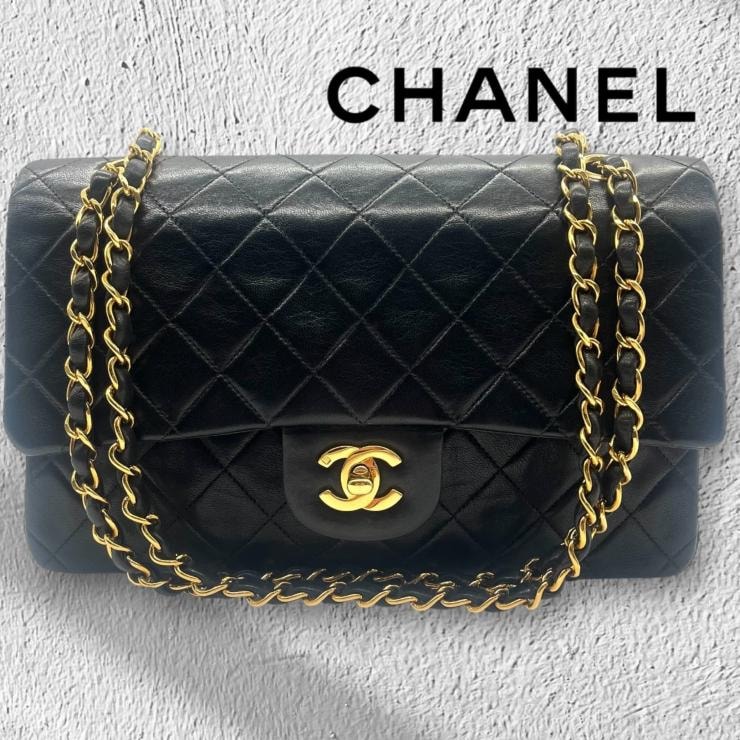 CHANEL シャネル マトラッセ25 ラムスキン レザー Wフラップ Wチェーン ショルダーバッグ バッグ ゴールド金具 A01112 ★3番台 ヴィンテージ★★希少品★