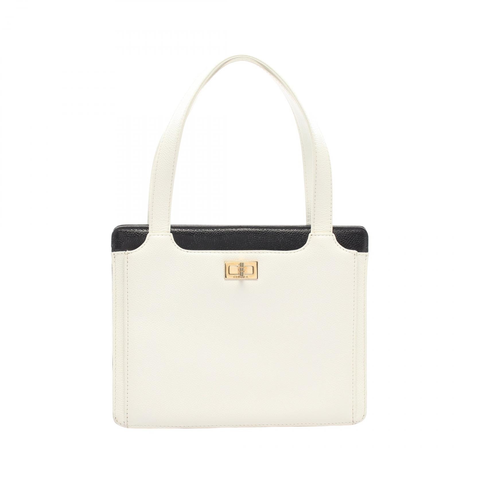 シャネル CHANEL 2.55 トートバッグ バッグ キャビアスキン(グレインドカーフ) レディース ホワイト系 / ブラック系 【中古】