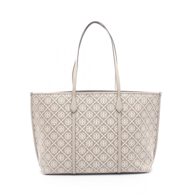 トリーバーチ Tory Burch PERRY T MONOGRAM トートバッグ バッグ キャンバス レザー レディース グレー系 / アイボリー系 178182020 【新品】